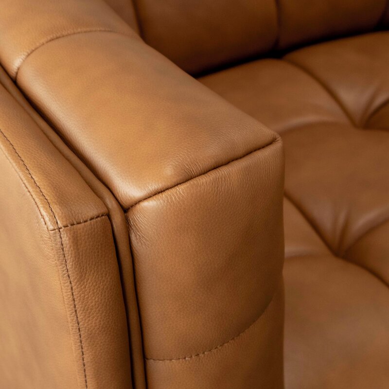 Ardrie 86'' Genuine Leather Flared Arm Sofa