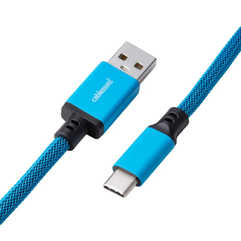 CableMod Classic Spiral-Tastaturkabel USB A auf USB Typ-C. Spectrum Blue – 150 cm