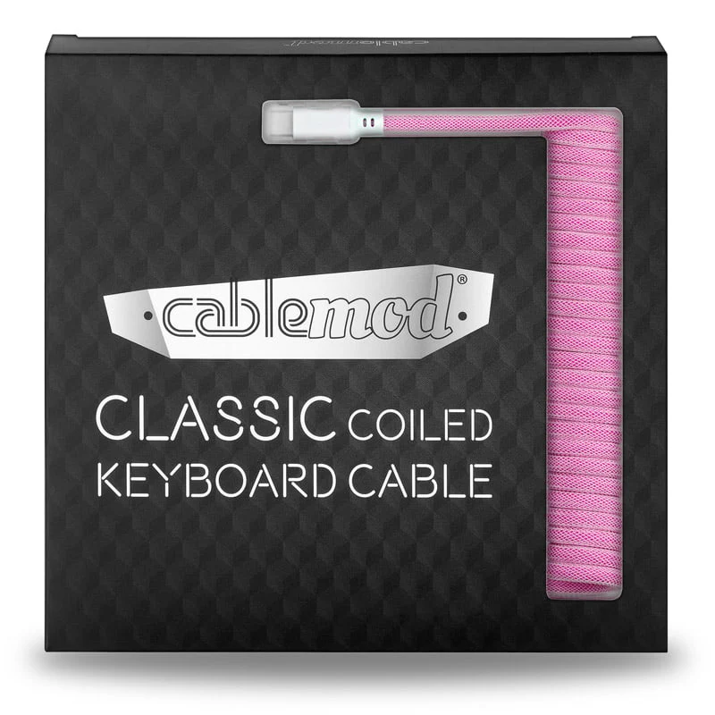 CableMod Classic Spiral-Tastaturkabel USB A auf USB Typ C. Erdbeercreme – 150 cm
