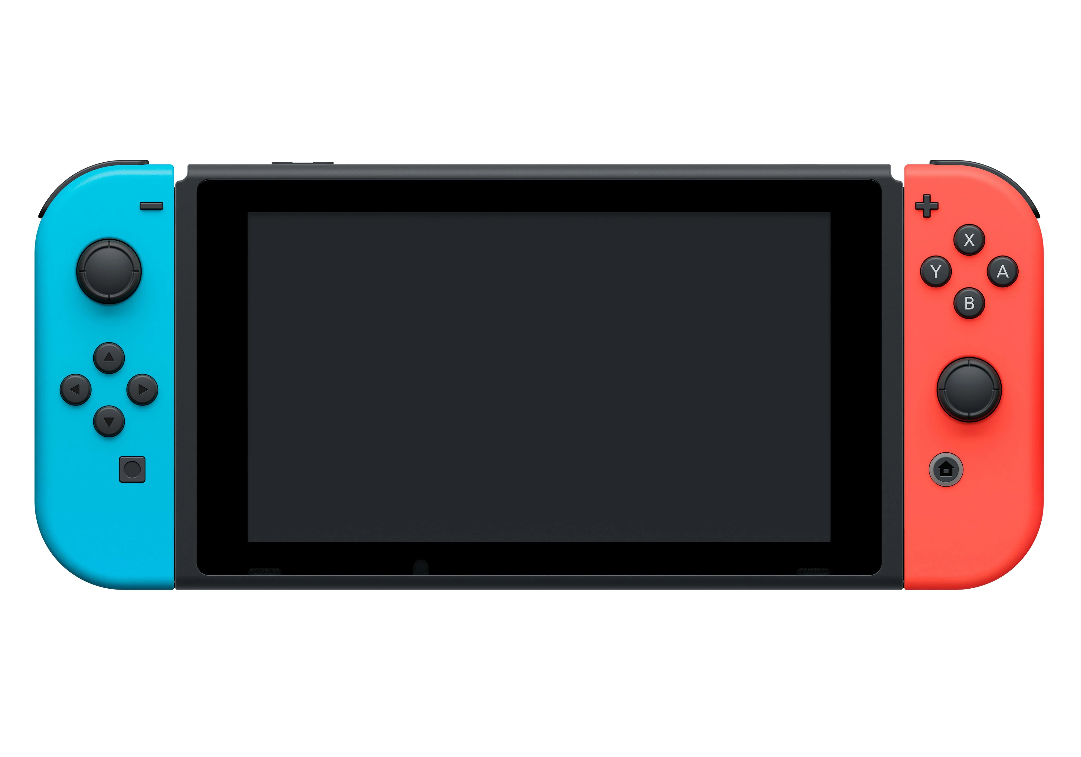 Nintendo Switch-Konsole mit neonrotem und neonblauem Joy-Con (aktualisierte Version)