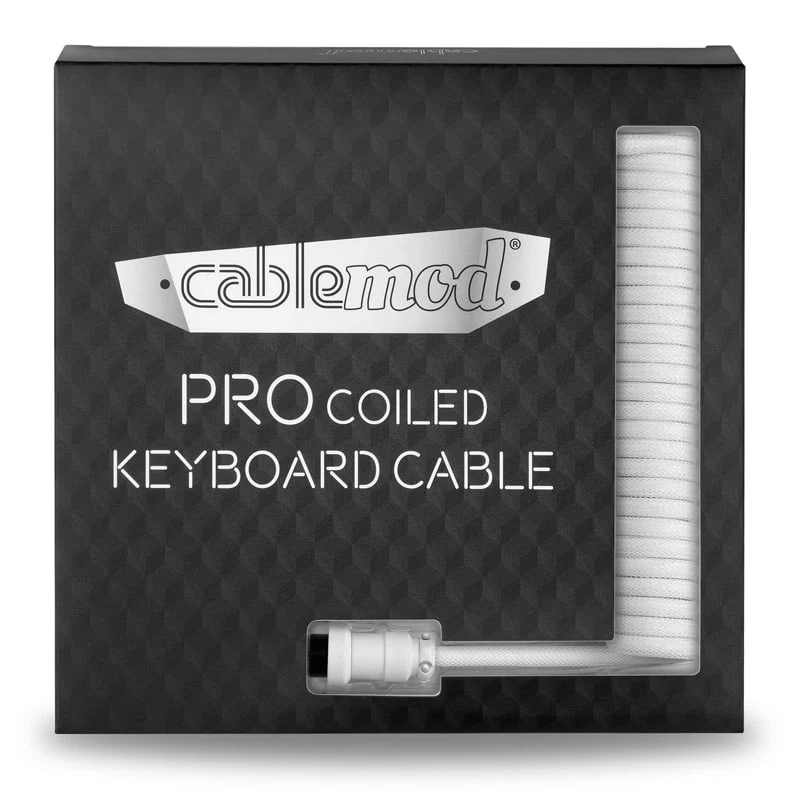 CableMod Pro Spiraltastaturkabel USB A auf USB Typ C. Gletscherweiß – 150 cm