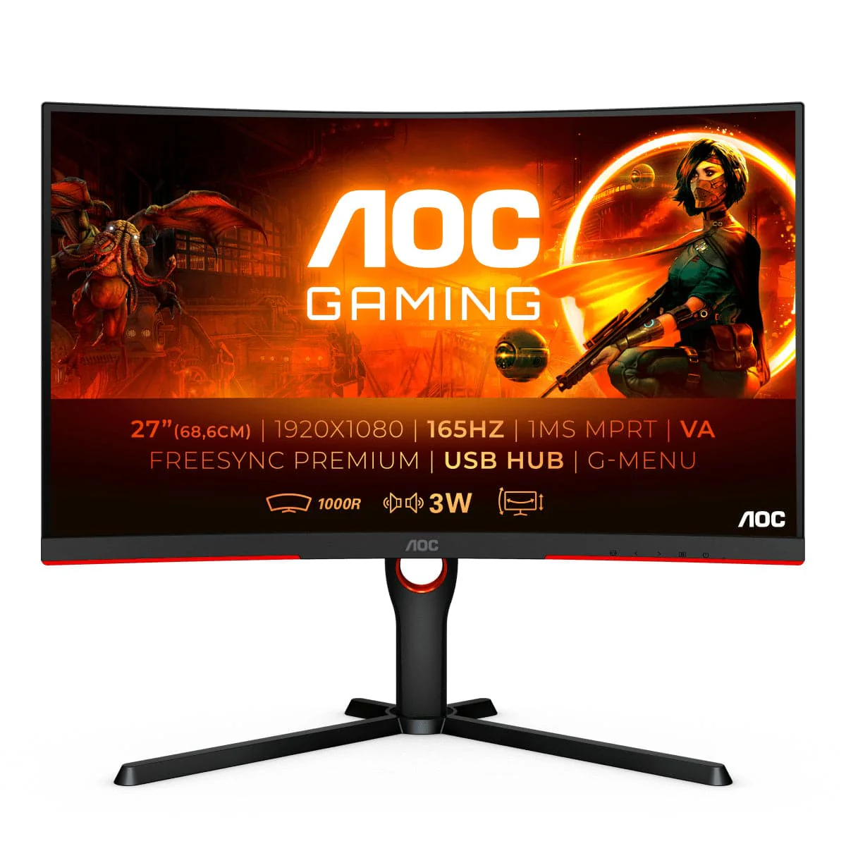 AOC Gaming C27G3U/BK 27 1920 x 1080 HDMI DisplayPort 165Hz