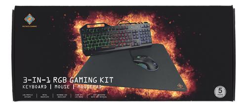 3-i-1 gaming kit. Rainbow LED-baggrundsbelysning. sort