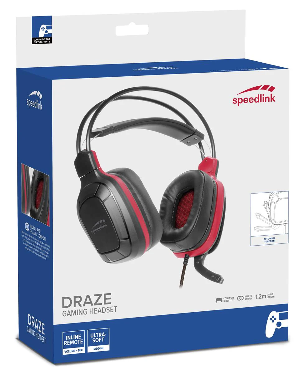 SpeedLink DRAZE Gaming Headset – für PC/PS5/PS4/Xbox SeriesX/S/Switch. schwarz