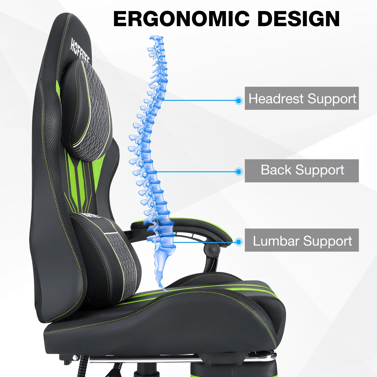 Hoffree Gaming Chair with Bluetooth Speakers Big and Tall Gamer Chair with Footrest and Massage Game Chair with Lumbar Support and 360-Swivel Seat and Headrest for Adults, 400lbs