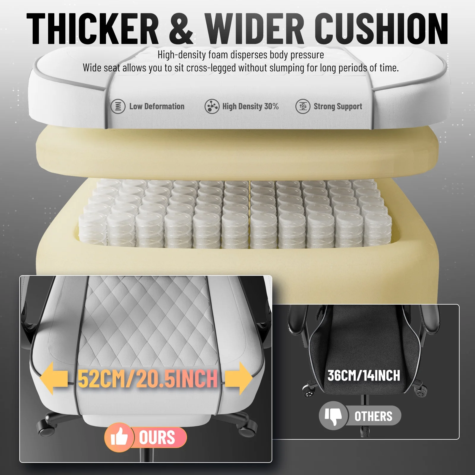 SOONTRANS Gaming Chair for Adults, Velvet Fabric High Back Comfortable Video Game Chair with Footrest and Massage Lumbar Cushion, Racing Computer Desk Chair, Ergonomic Gamer Chair, Black/Grey