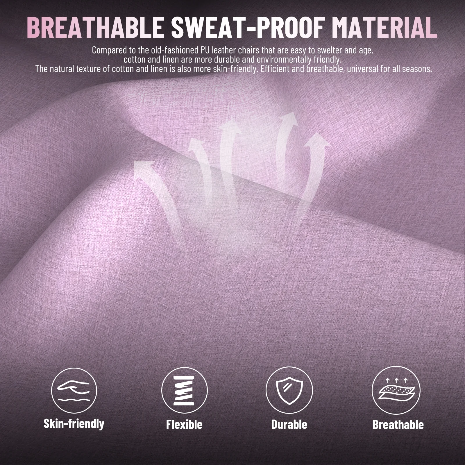 SOONTRANS Gaming Chair for Adults, Ergonomic Linen Fabric Computer Chair with Massage Lumbar Pillow, Gamer Game Chair with Adjustable Headrest, Comfortable Office Chair for Home, White