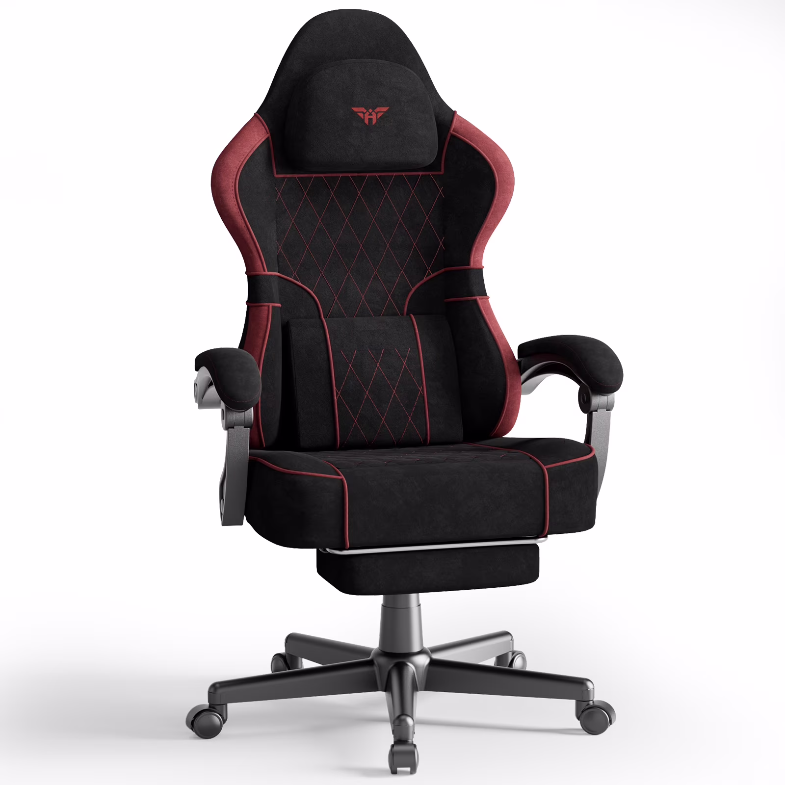 SOONTRANS Gaming Chair for Adults, Velvet Fabric High Back Comfortable Video Game Chair with Footrest and Massage Lumbar Cushion, Racing Computer Desk Chair, Ergonomic Gamer Chair, Black/Grey