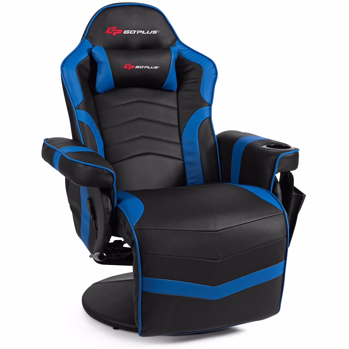 Goplus Massage Gaming Recliner Reclining Racing Chair Swivel Black