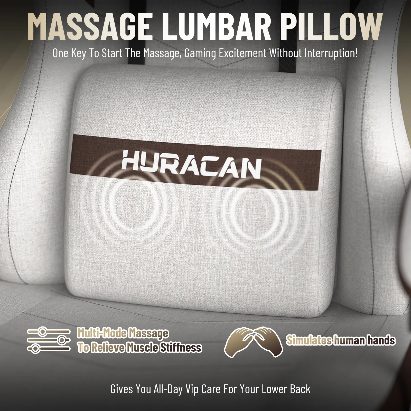 SOONTRANS Gaming Chair for Adults, Ergonomic Linen Fabric Computer Chair with Massage Lumbar Pillow, Gamer Game Chair with Adjustable Headrest, Comfortable Office Chair for Home, White