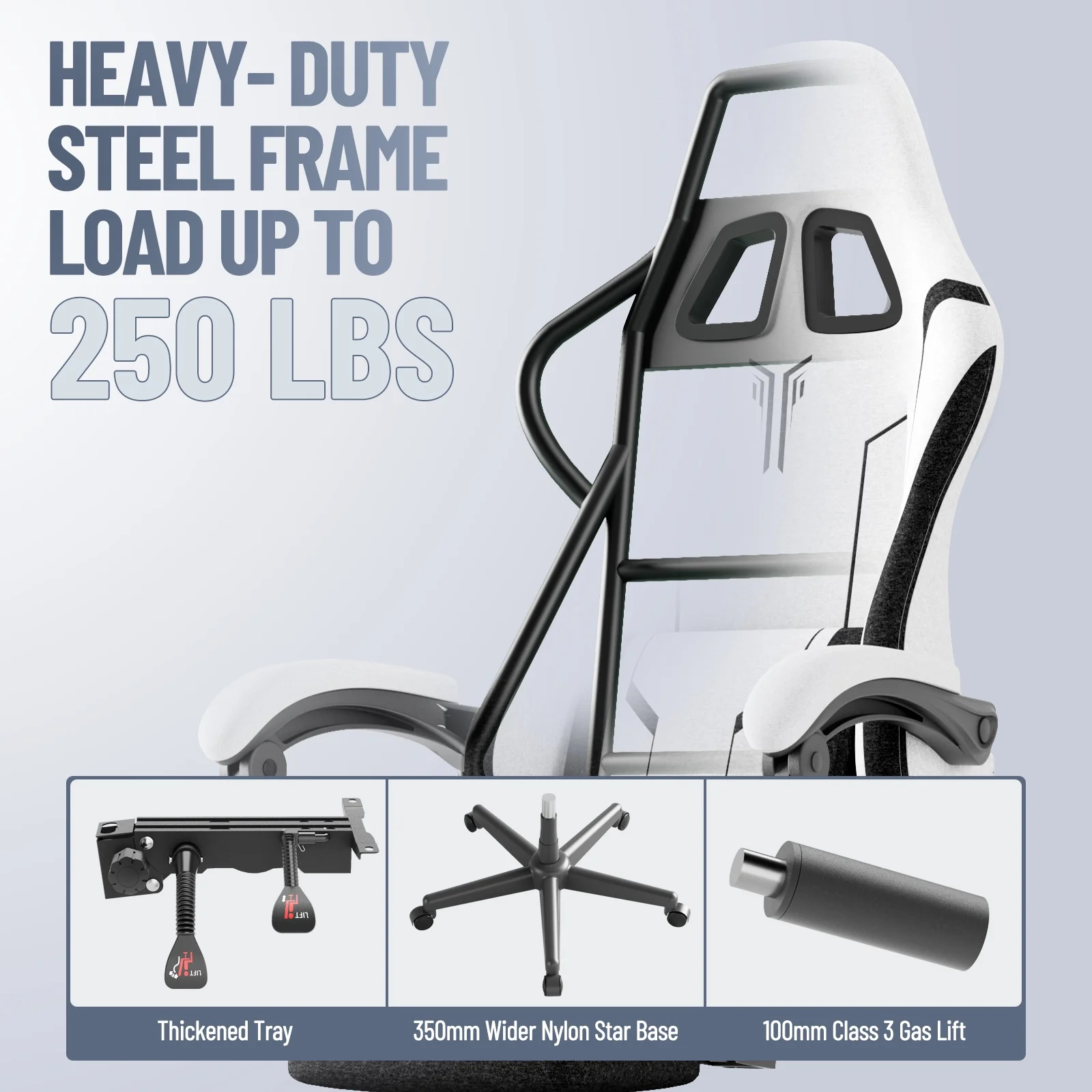 SOONTRANS Gaming Chair for Adults, Velvet Fabric High Back Comfortable Video Game Chair with Footrest and Massage Lumbar Cushion, Racing Computer Desk Chair, Ergonomic Gamer Chair, Black/Grey