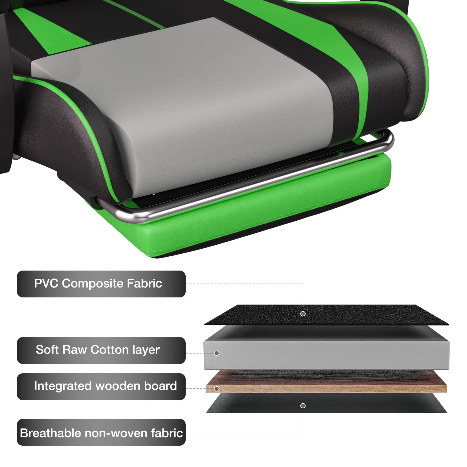 Hoffree Gaming Chair Massage Game Chair with Footrest and Massage Lumbar Support Ergonomic Computer Chair Height Adjustable with Swivel Seat and Headrest