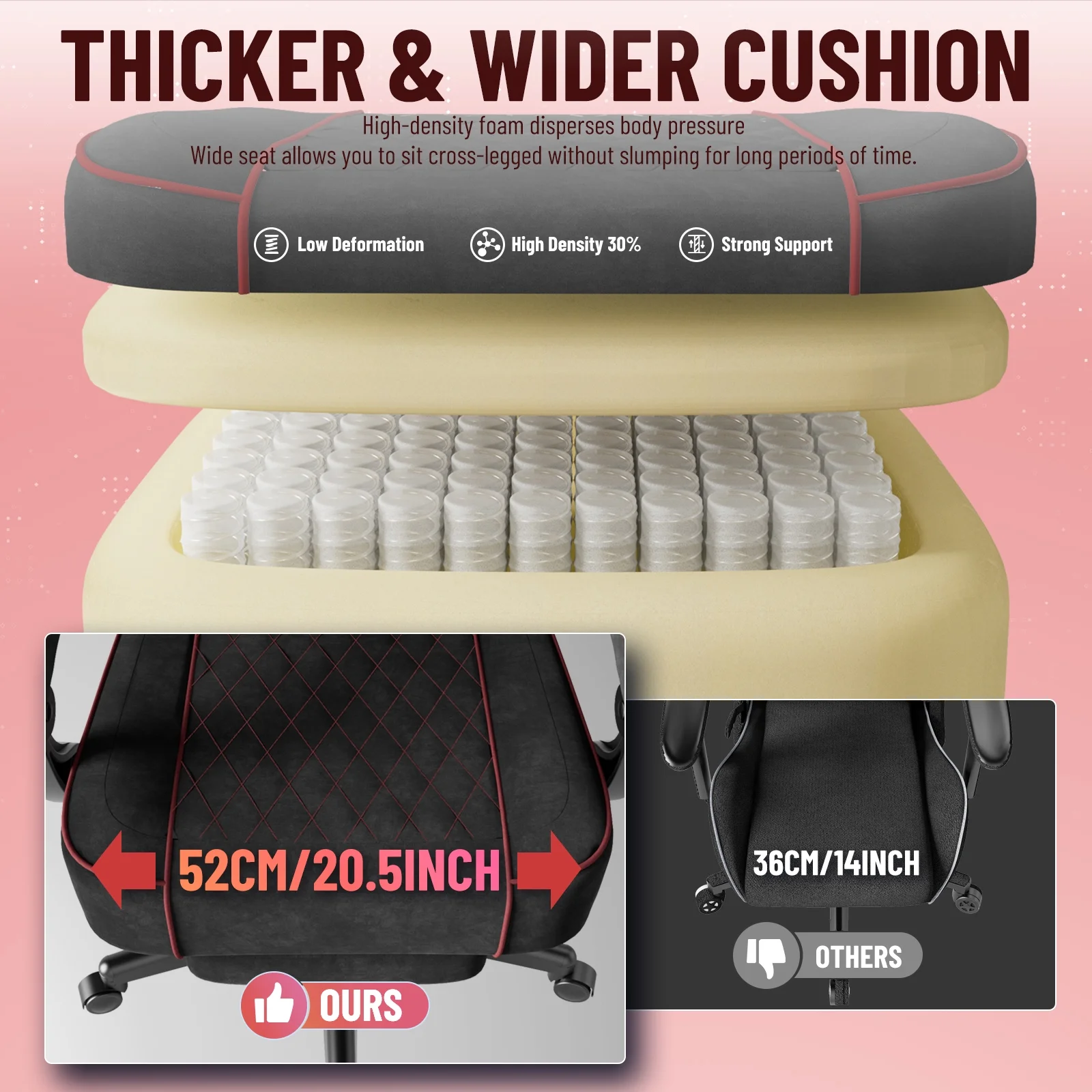 SOONTRANS Gaming Chair for Adults, Velvet Fabric High Back Comfortable Video Game Chair with Footrest and Massage Lumbar Cushion, Racing Computer Desk Chair, Ergonomic Gamer Chair, Black/Grey